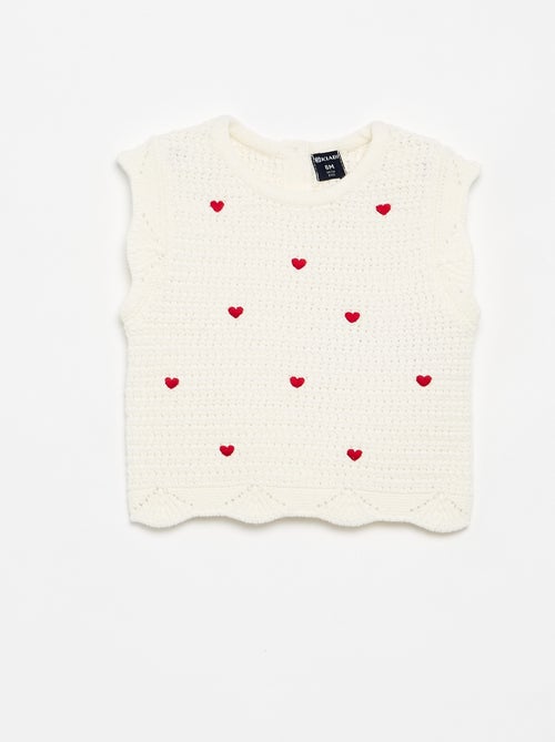 Jersey de punto con bordados de 'corazones' - Kiabi