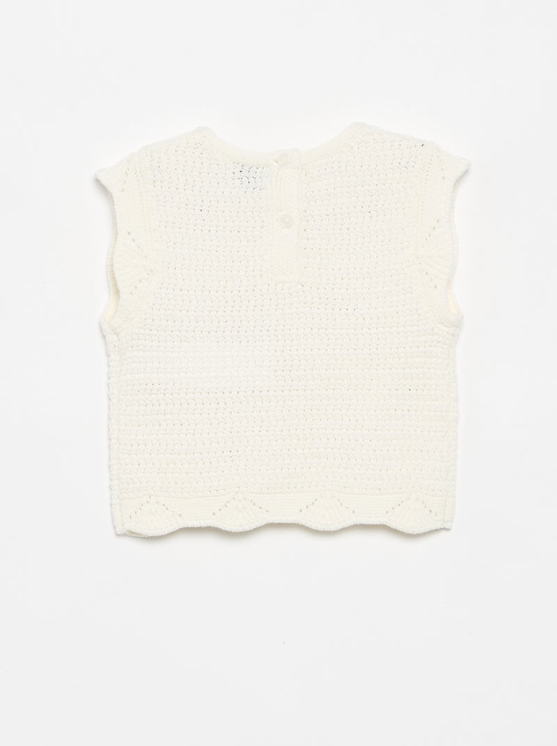 Jersey de punto con bordados de 'corazones' Blanco - Kiabi