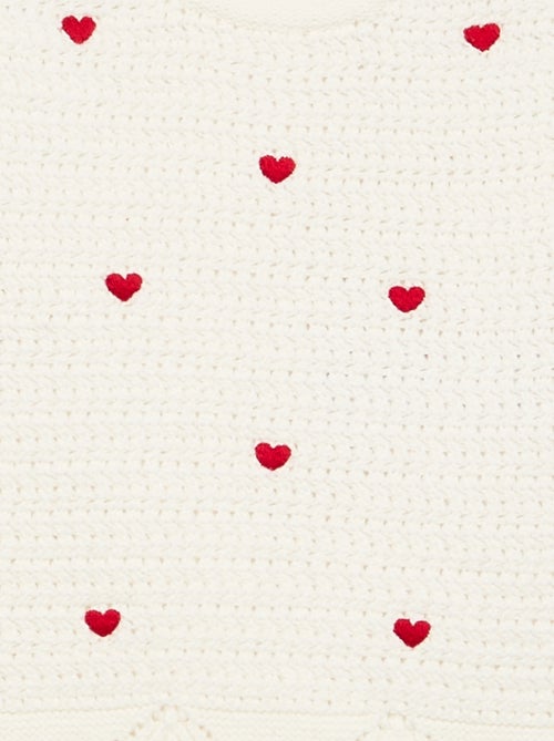 Jersey de punto con bordados de 'corazones' - Kiabi