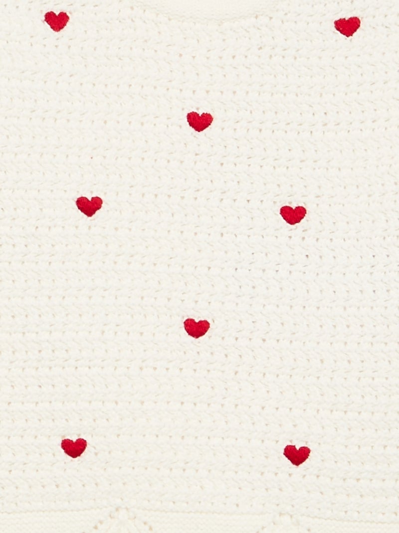Jersey de punto con bordados de 'corazones' Blanco - Kiabi