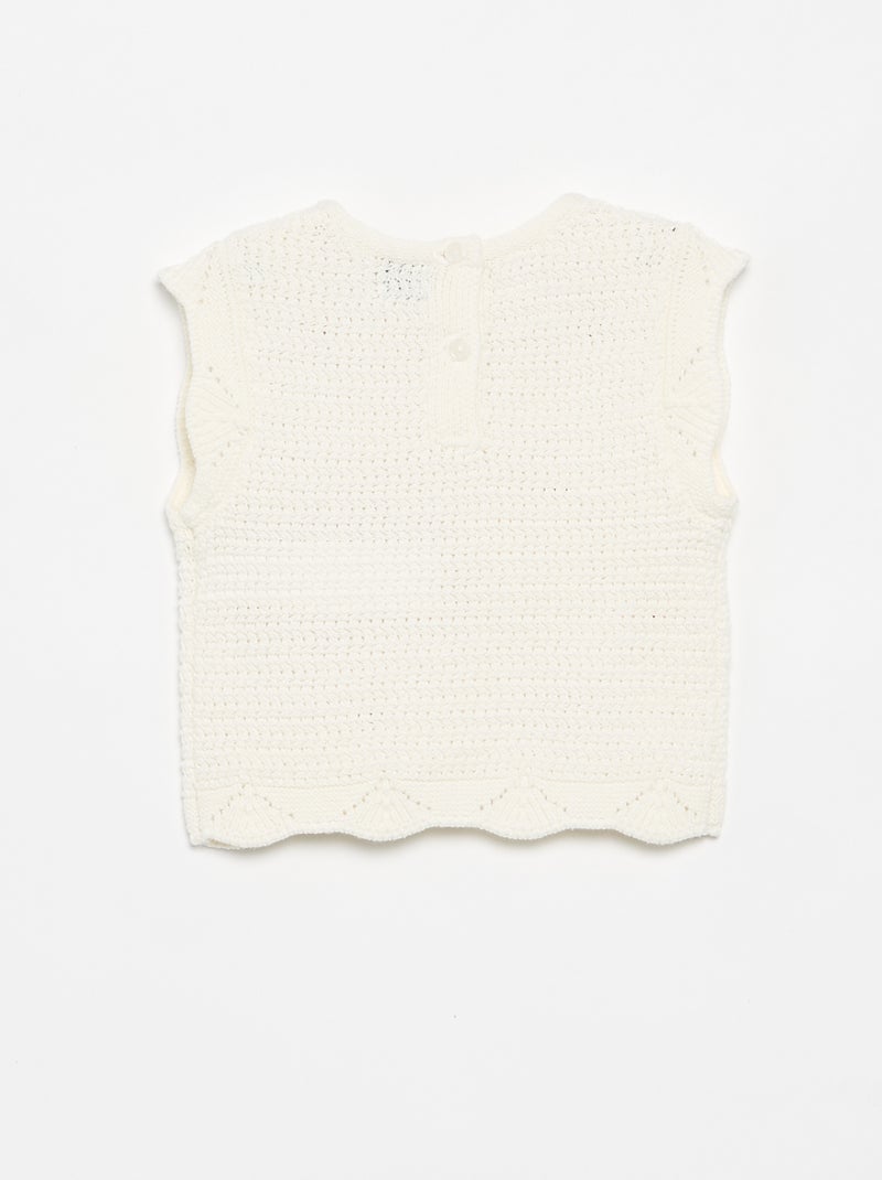 Jersey de punto con bordados de 'corazones' Blanco - Kiabi