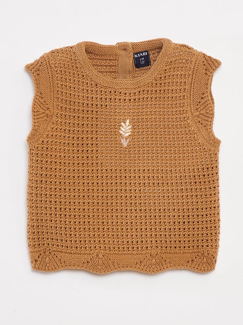 Jersey de punto con bordados de flores - Kiabi