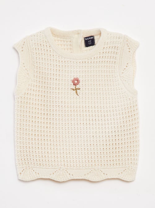 Jersey de punto con bordados de flores - Kiabi