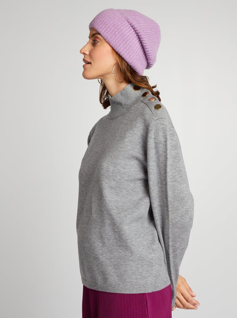 Jersey de punto con botones de fantasía GRIS - Kiabi