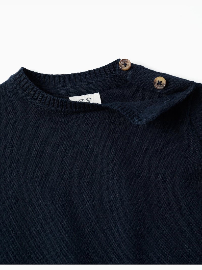 Jersey de punto con botones en el hombro Azul oscuro - Kiabi