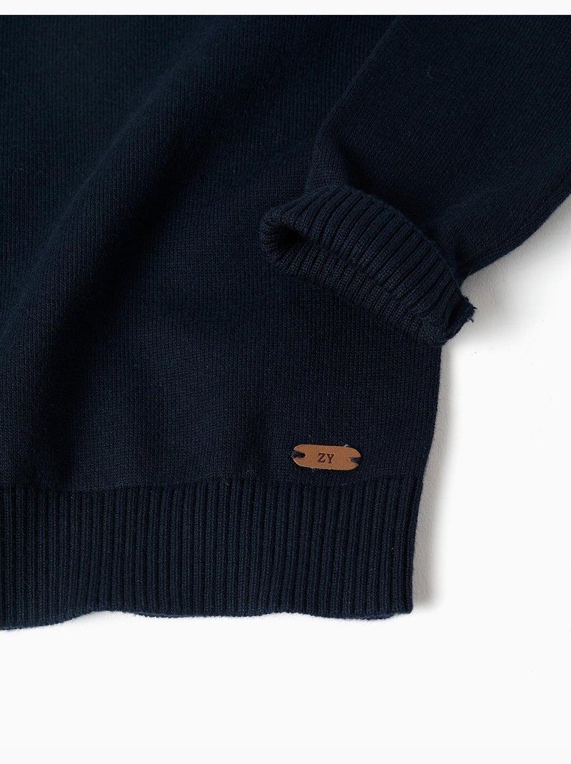 Jersey de punto con botones en el hombro Azul oscuro - Kiabi