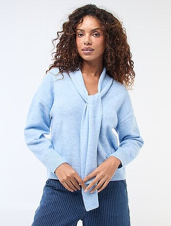 Jersey de punto con bufanda de galga gruesa