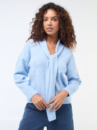 Jersey de punto con bufanda de galga gruesa