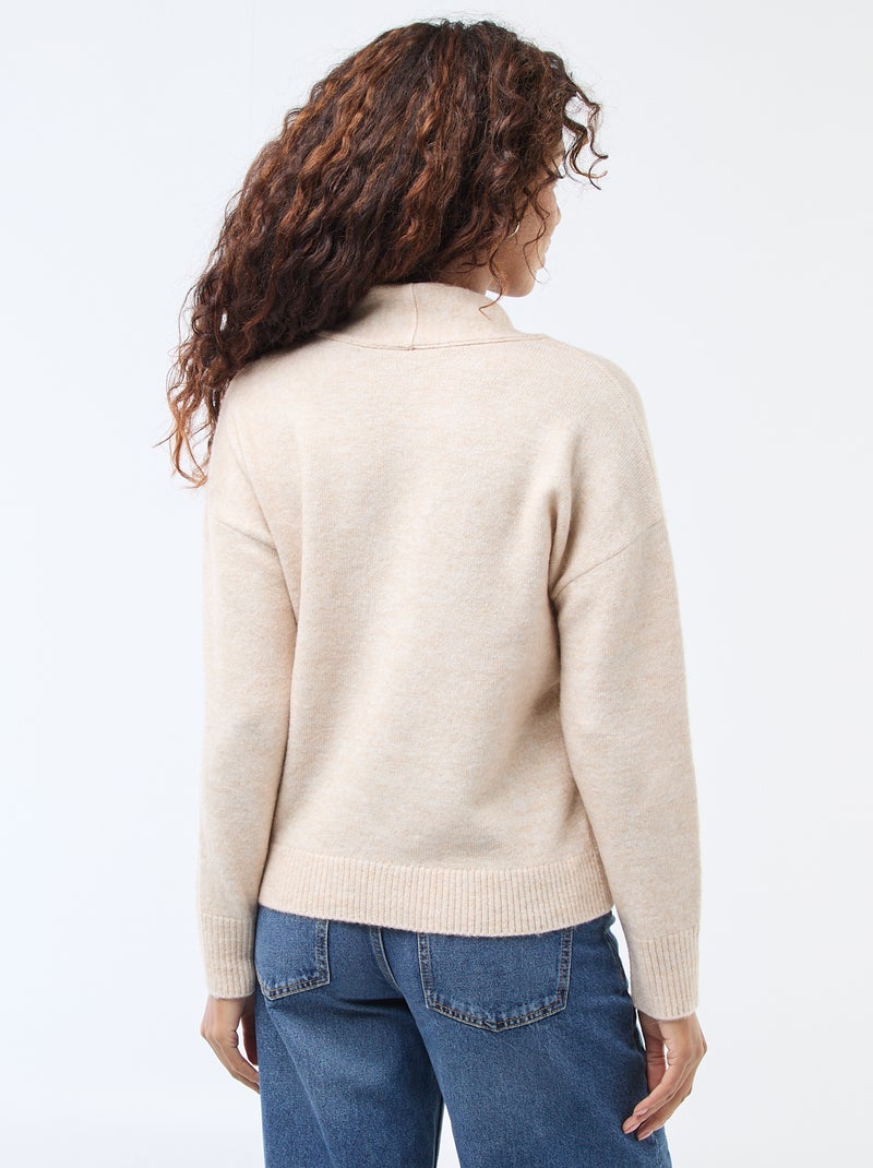 Jersey de punto con bufanda de galga gruesa Beige - Kiabi