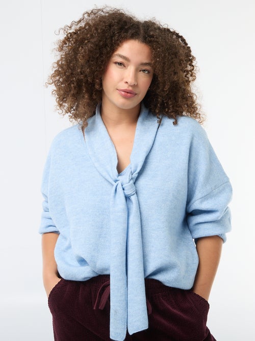 Jersey de punto con bufanda integrada - Kiabi