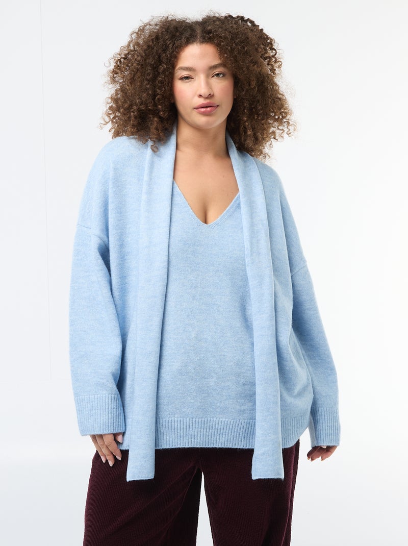Jersey de punto con bufanda integrada Azul - Kiabi