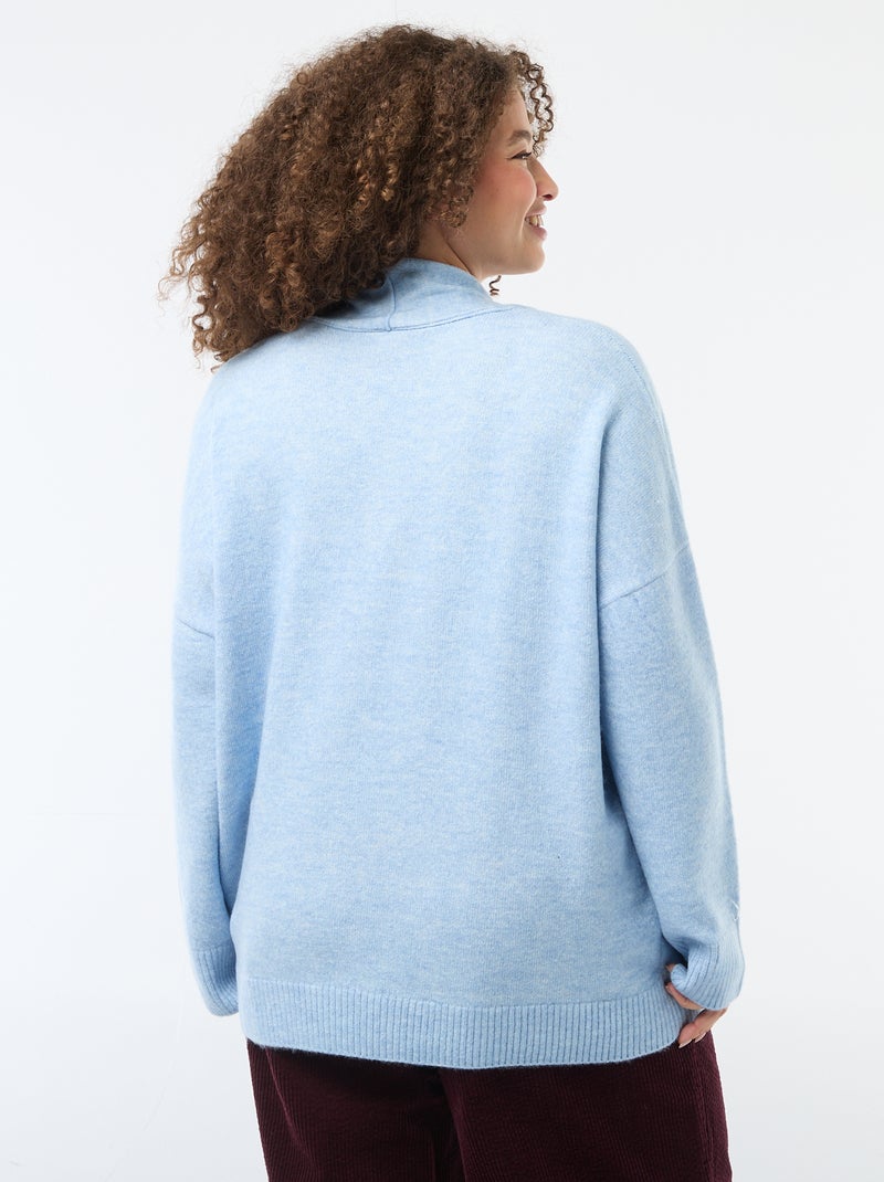 Jersey de punto con bufanda integrada Azul - Kiabi