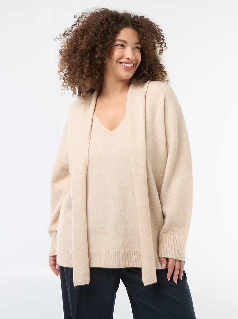 Jersey de punto con bufanda integrada Beige - Kiabi