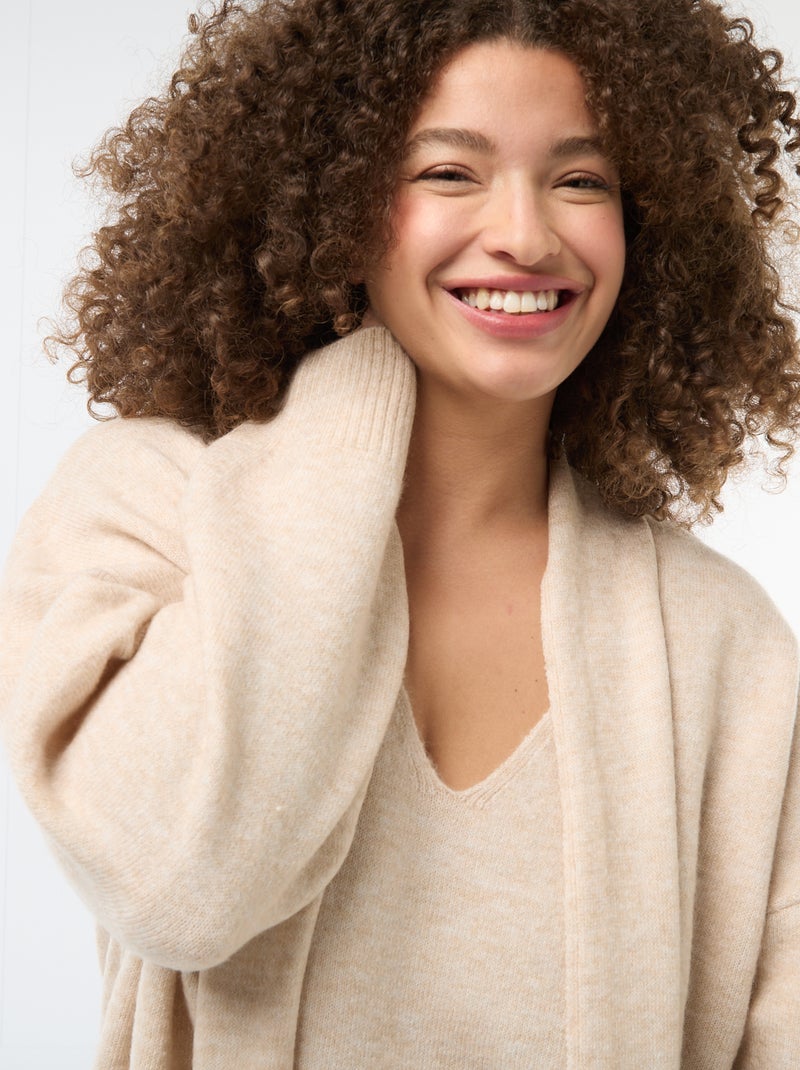 Jersey de punto con bufanda integrada Beige - Kiabi