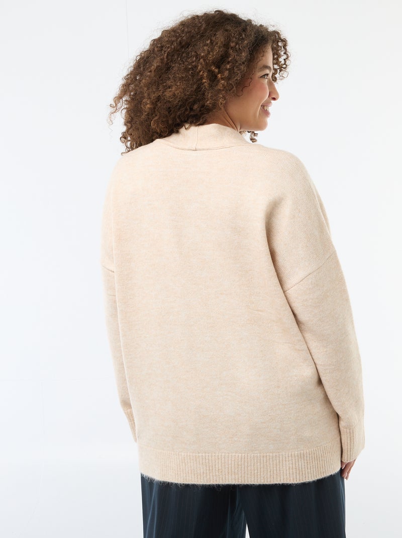 Jersey de punto con bufanda integrada Beige - Kiabi