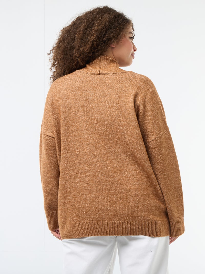 Jersey de punto con bufanda integrada Marron - Kiabi