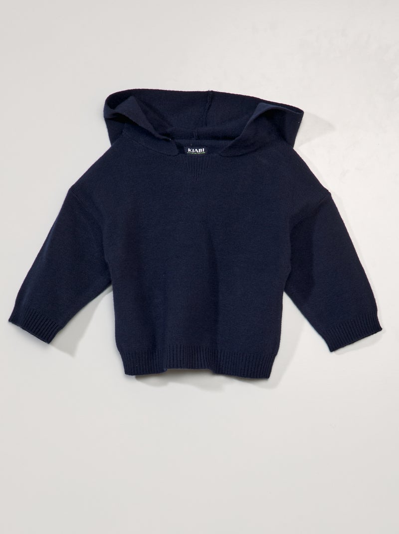Jersey de punto con capucha NEGRO - Kiabi