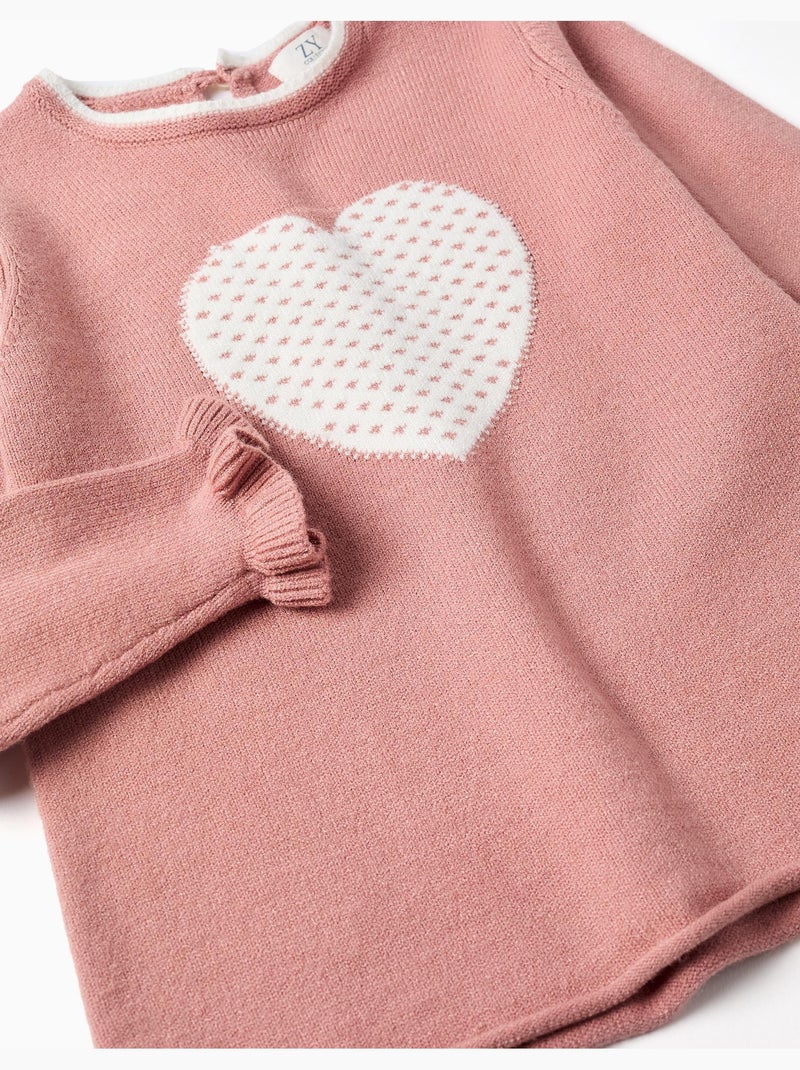 Jersey de punto con corazón jacquard Rosa - Kiabi