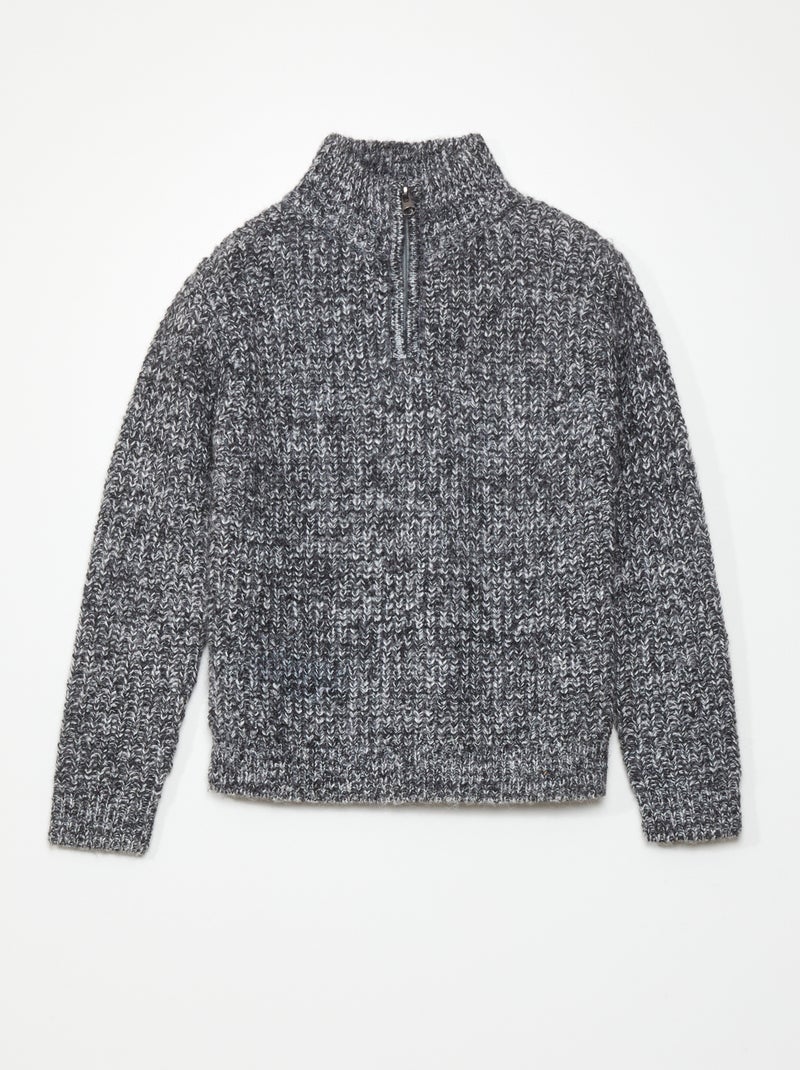 Jersey de punto con cremallera en el cuello GRIS - Kiabi