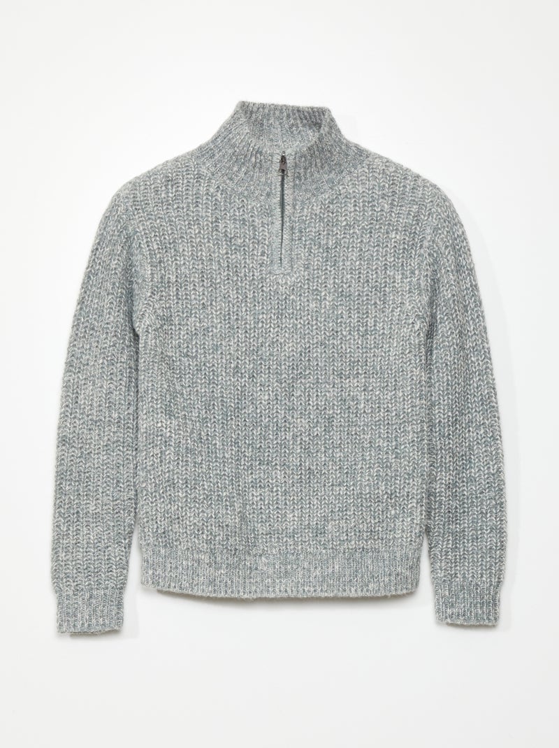 Jersey de punto con cremallera en el cuello VERDE - Kiabi