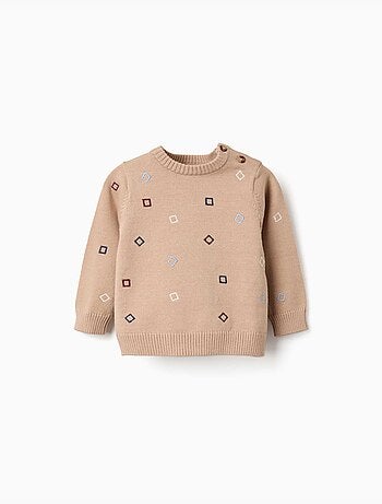 Jersey de punto con cuadrados bordados
