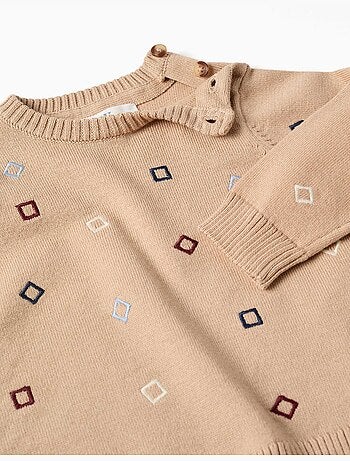 Jersey de punto con cuadrados bordados
