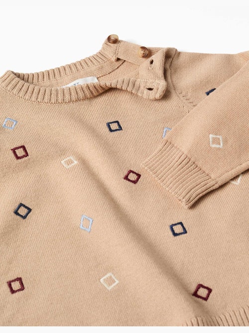Jersey de punto con cuadrados bordados - Kiabi