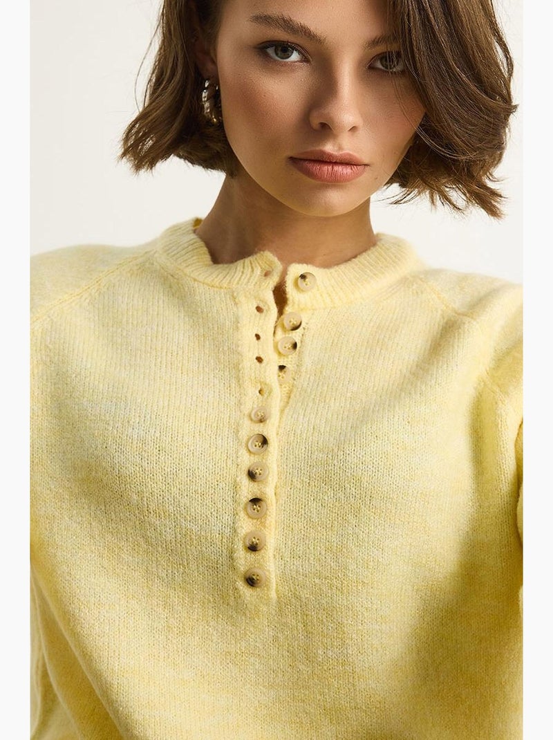 Jersey de punto con cuello abotonado lucci Amarillo limón - Kiabi