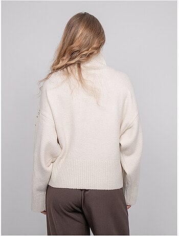 Jersey de punto con cuello alto adornado con strass kobilie