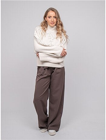 Jersey de punto con cuello alto adornado con strass kobilie