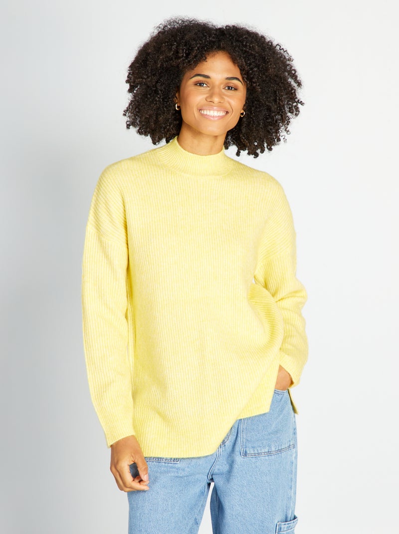 Jersey de punto con cuello alto Amarillo - Kiabi