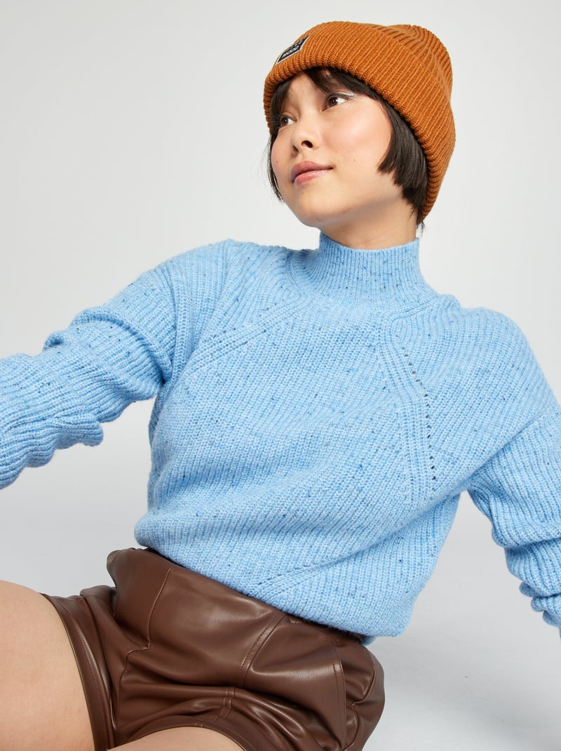 Jersey de punto con cuello alto AZUL - Kiabi