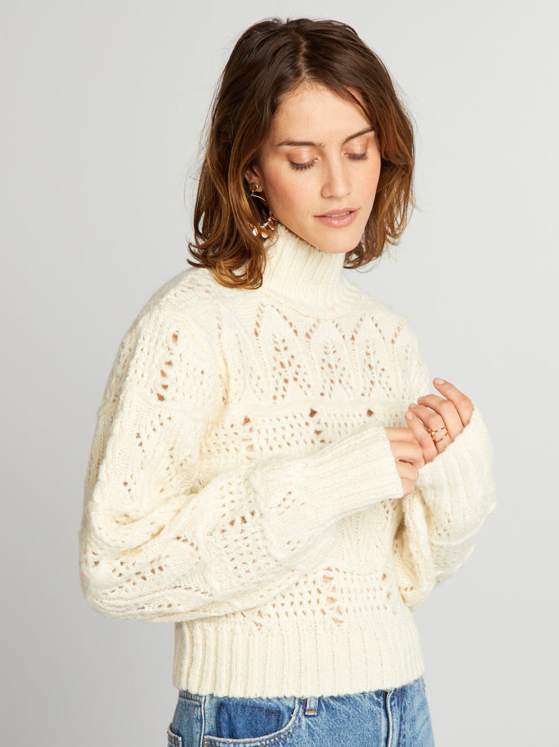 Jersey de punto con cuello alto BEIGE - Kiabi