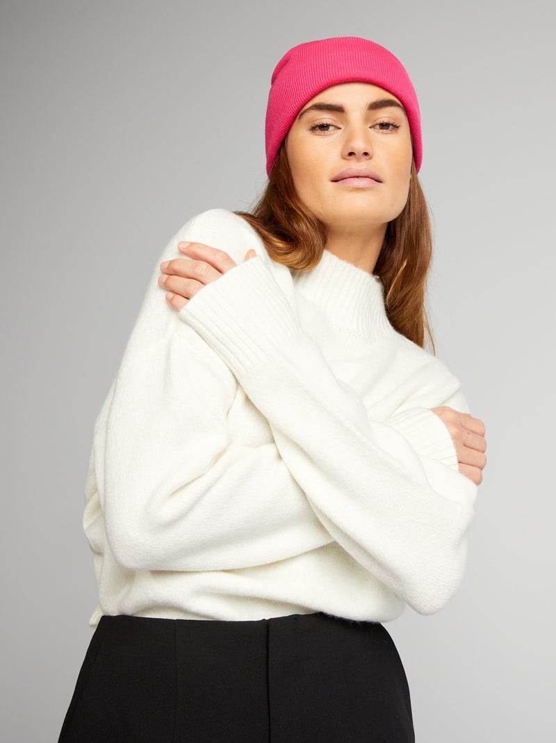 Jersey de punto con cuello alto BLANCO - Kiabi
