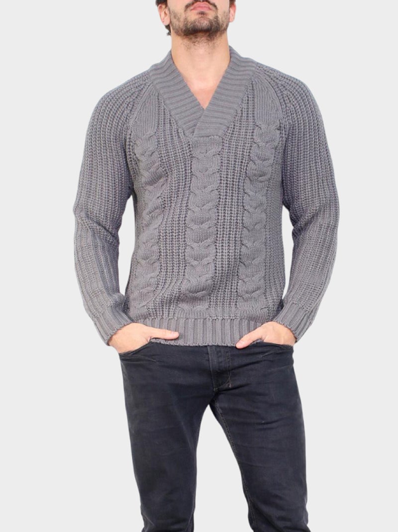 Jersey de punto con cuello alto Gris - Kiabi