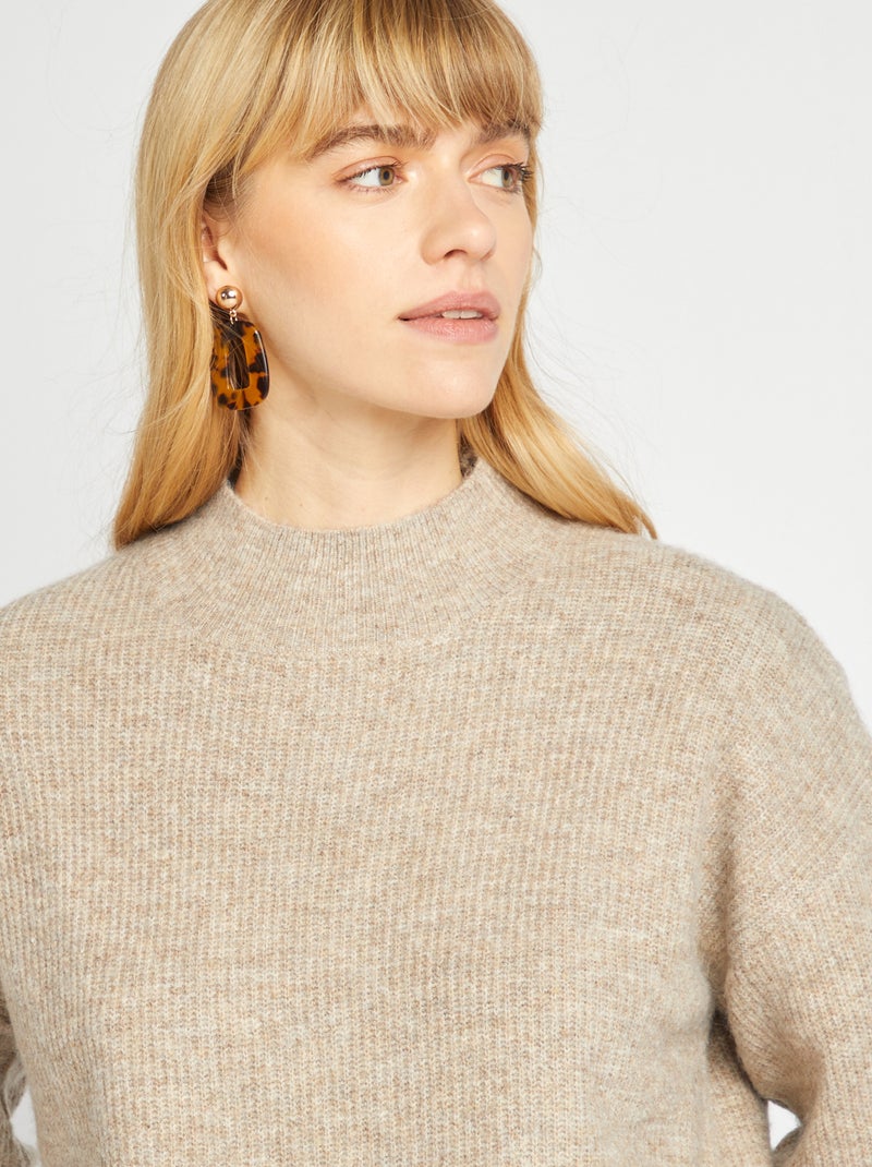 Jersey de punto con cuello alto MARRON - Kiabi