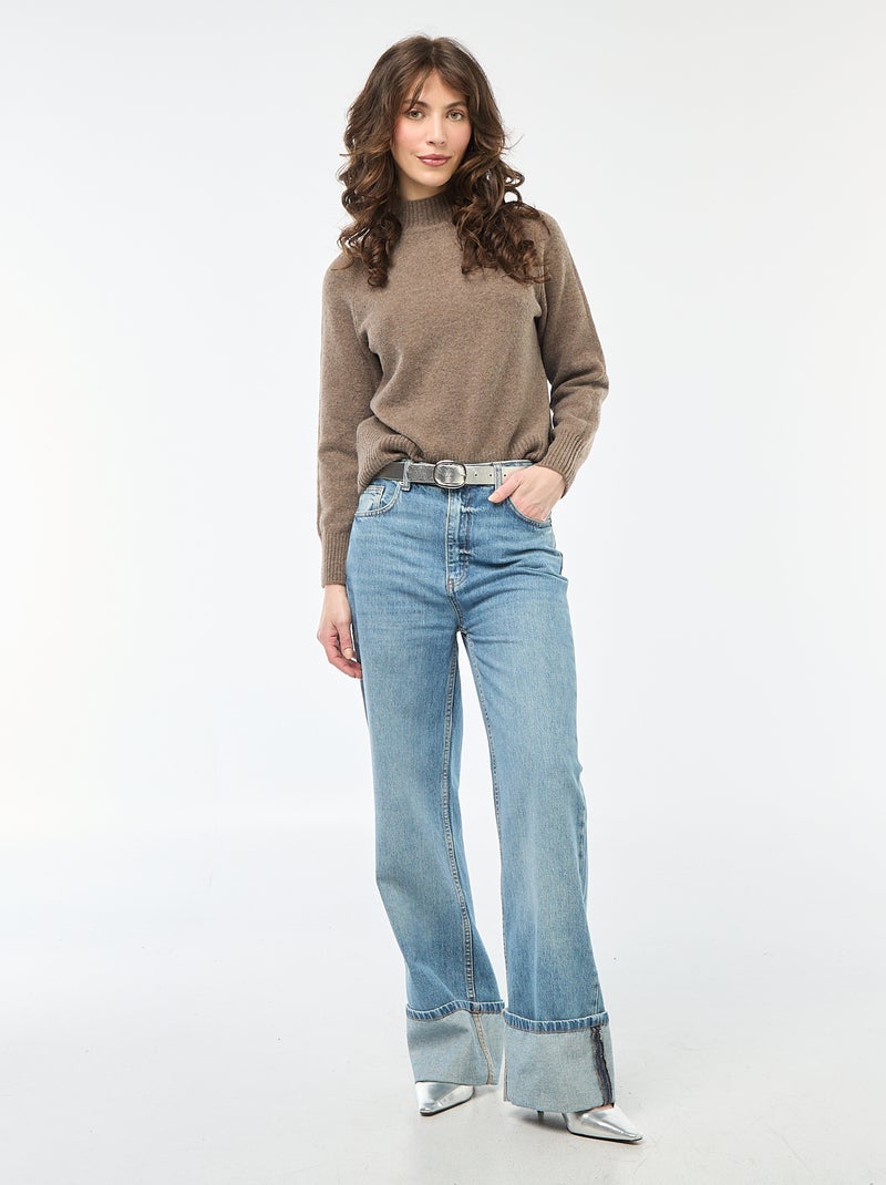 Jersey de punto con cuello alto Marron - Kiabi