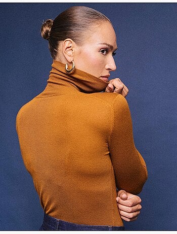 Jersey de punto con cuello alto, mo fashion