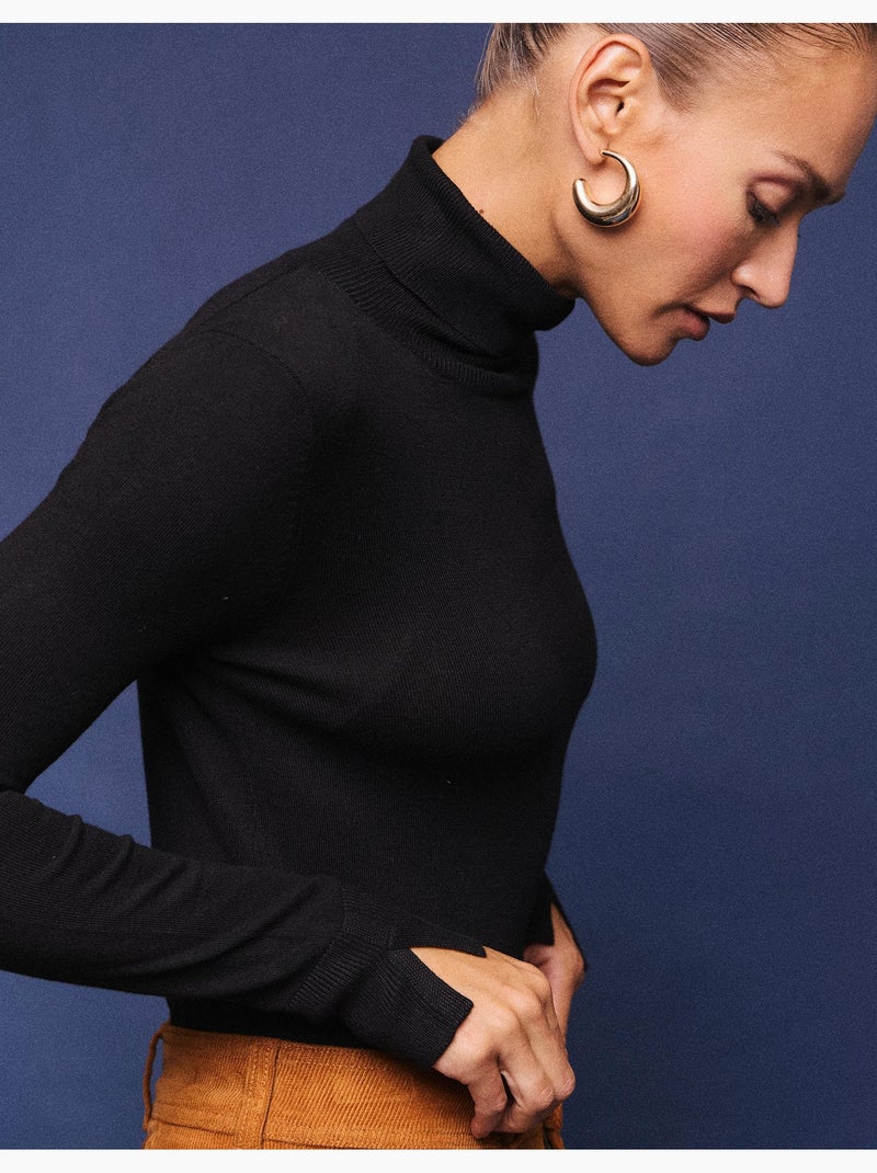 Jersey de punto con cuello alto, mo fashion Negro - Kiabi