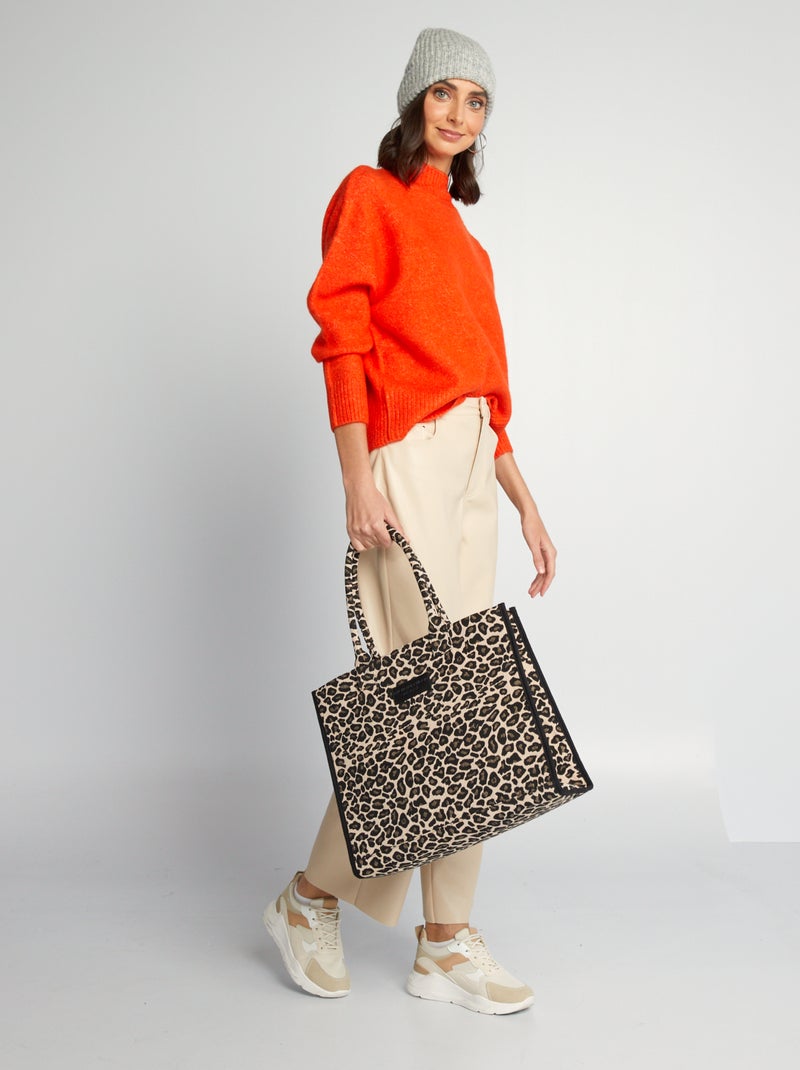 Jersey de punto con cuello alto NARANJA - Kiabi
