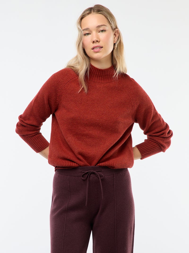 Jersey de punto con cuello alto Naranja - Kiabi