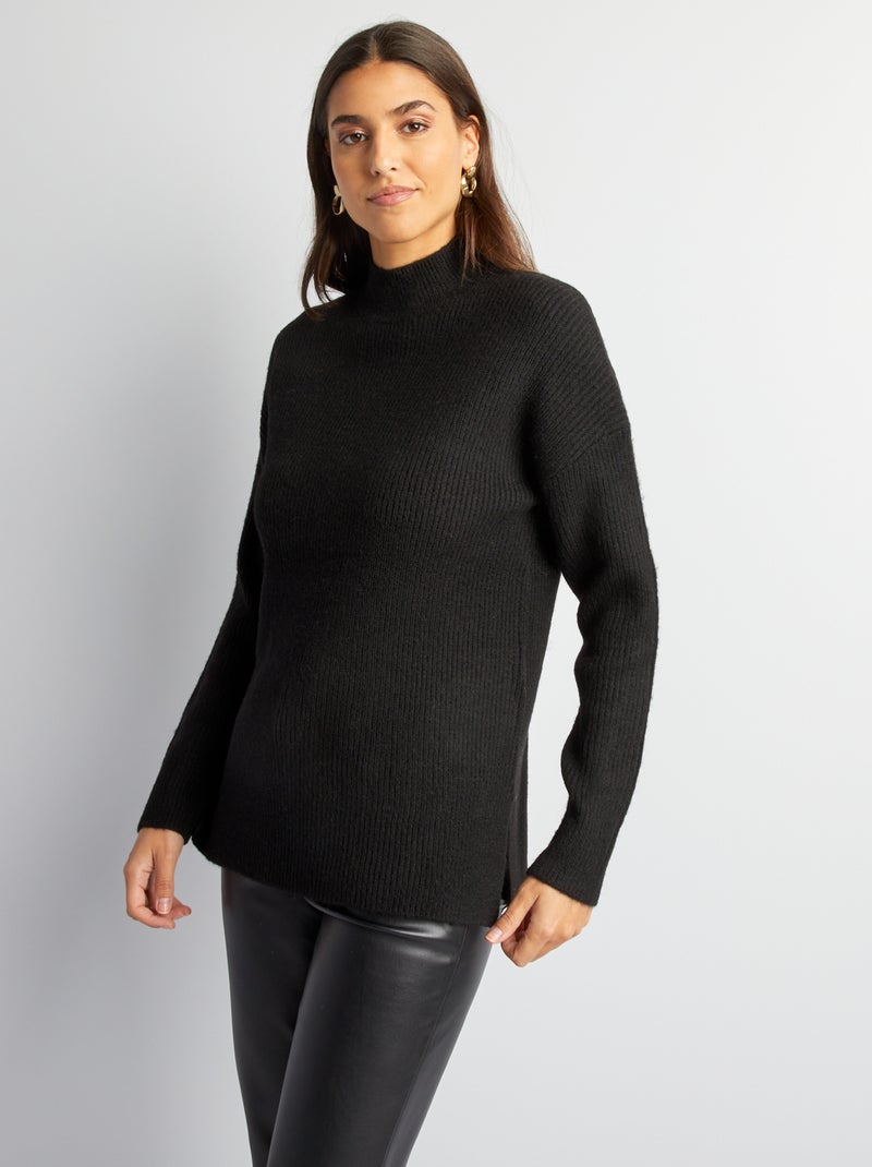 Jersey de punto con cuello alto negro - Kiabi