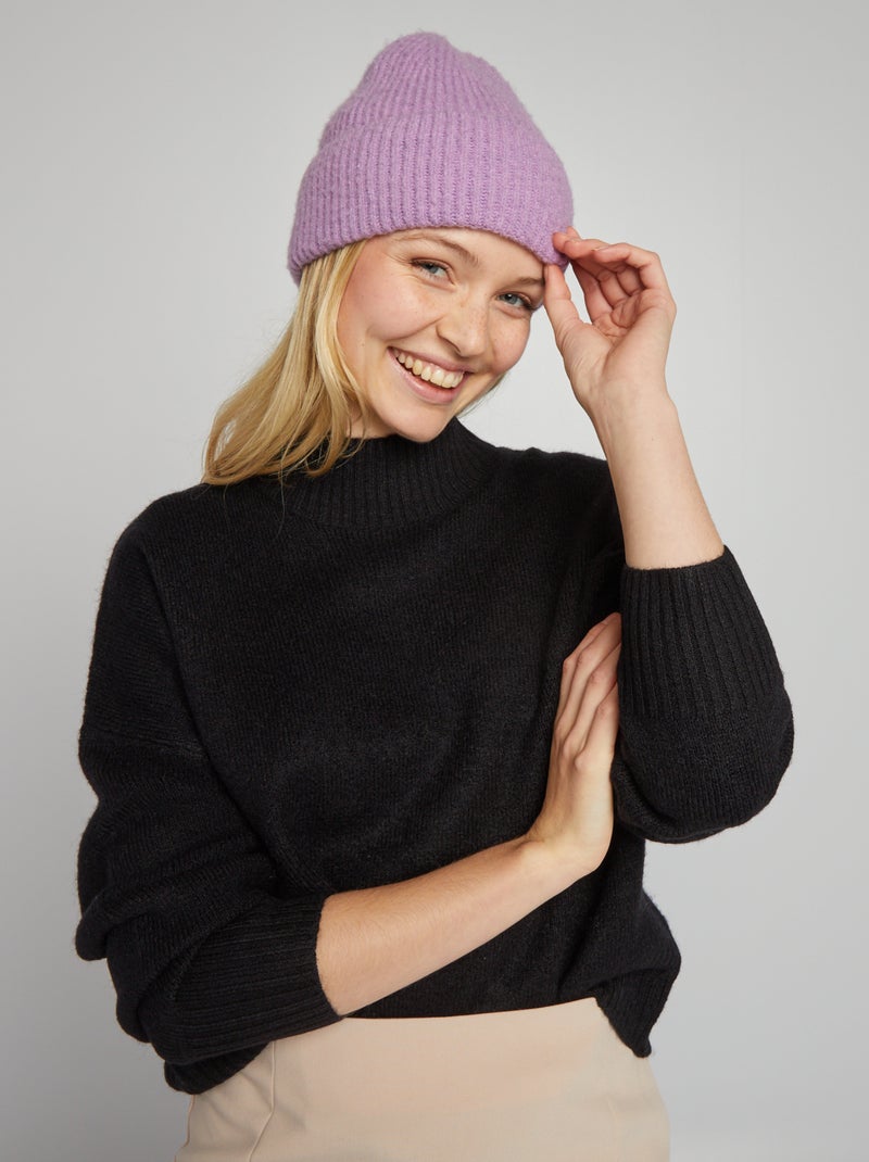 Jersey de punto con cuello alto negro - Kiabi