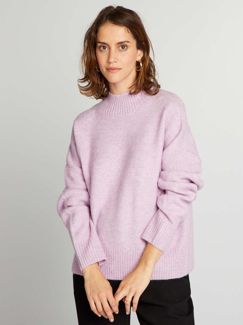 Jersey de punto con cuello alto PURPURA - Kiabi