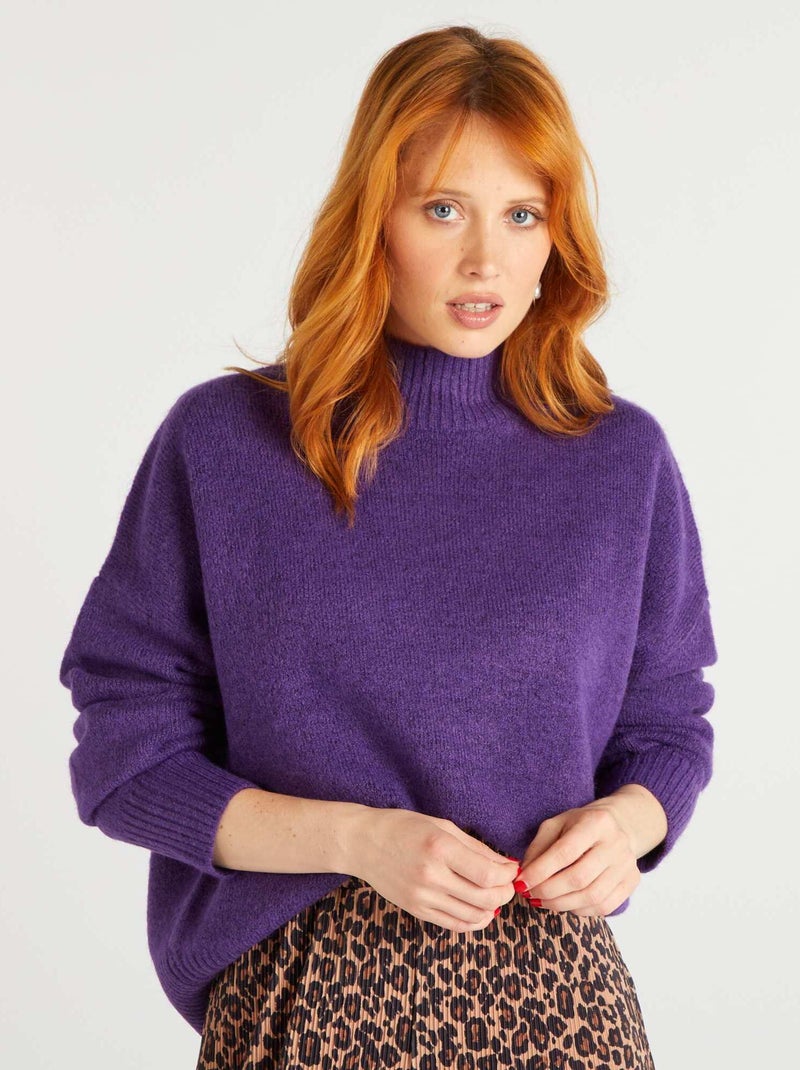 Jersey de punto con cuello alto PURPURA - Kiabi
