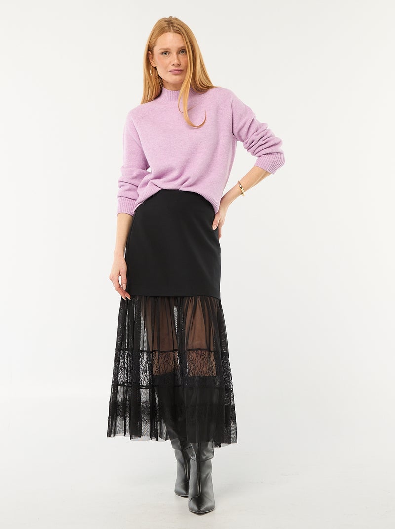 Jersey de punto con cuello alto Purpura - Kiabi