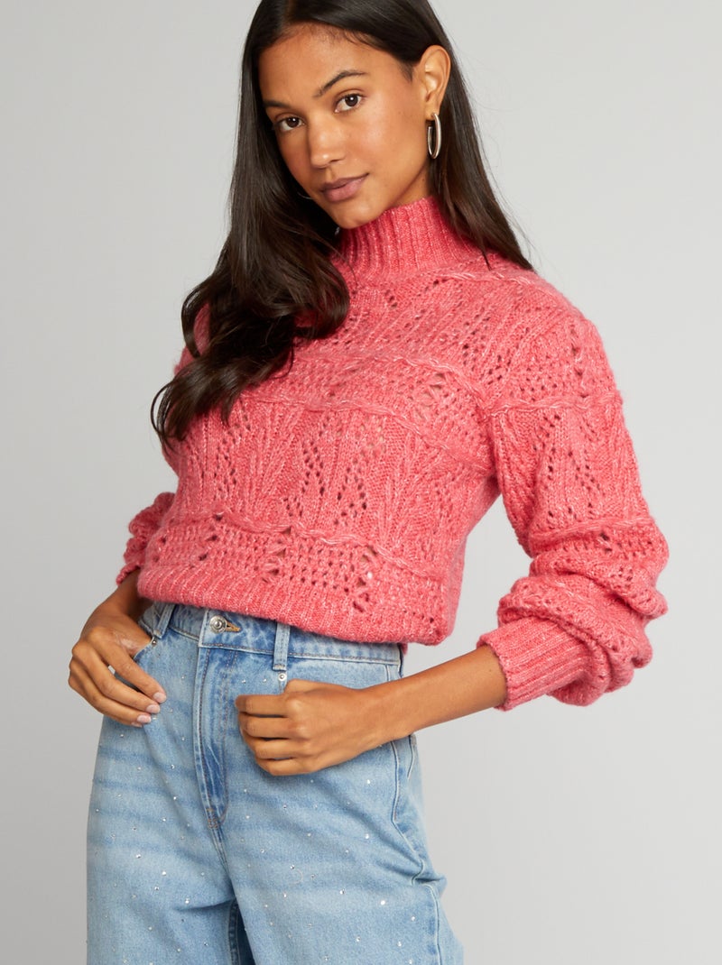 Jersey de punto con cuello alto ROSA - Kiabi