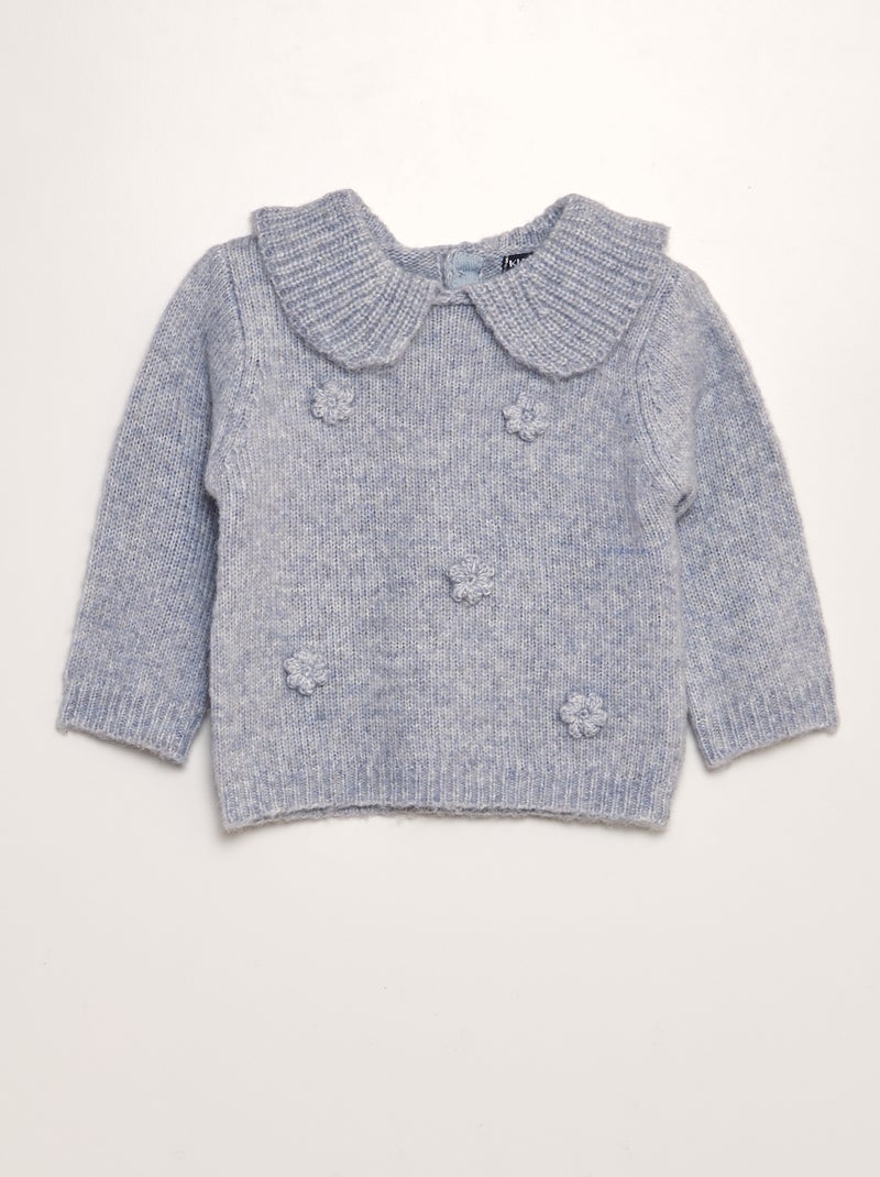 Jersey de punto con cuello amplio AZUL - Kiabi