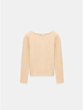 Jersey de punto con cuello barco y lentejuelas