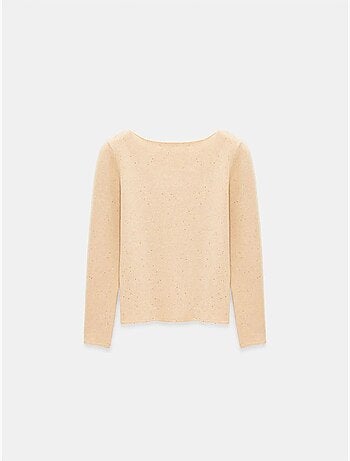 Jersey de punto con cuello barco y lentejuelas